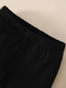 女童針織圓領黑白底層內衣套裝，修身舒適毛絨面料，簡約柔軟，適合春秋 - 黑與白 - 查看 7