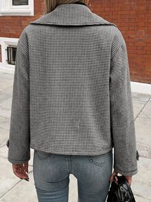 Struktiv 女款大翻領裝飾鈕扣長袖羊毛大衣 - 黑與白 - 查看 2