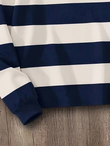 OlaRiff 男士青年休閒藍色條紋 Polo 領套頭運動衫，適合日常休閒穿著，簡約百搭 - 白色 - 查看 4