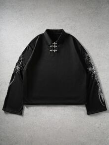 ROMWE MEN 男士休閒百搭日常旅行 Polo T恤 - 黑色 - 查看 1