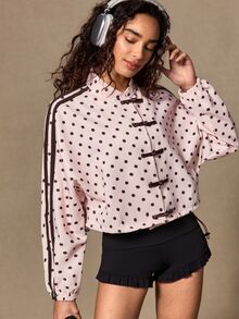 VARSIVA Women's Polka Dot Colorblock Casual Daily Outdoor Sports Jacket - Multicolor - View 1