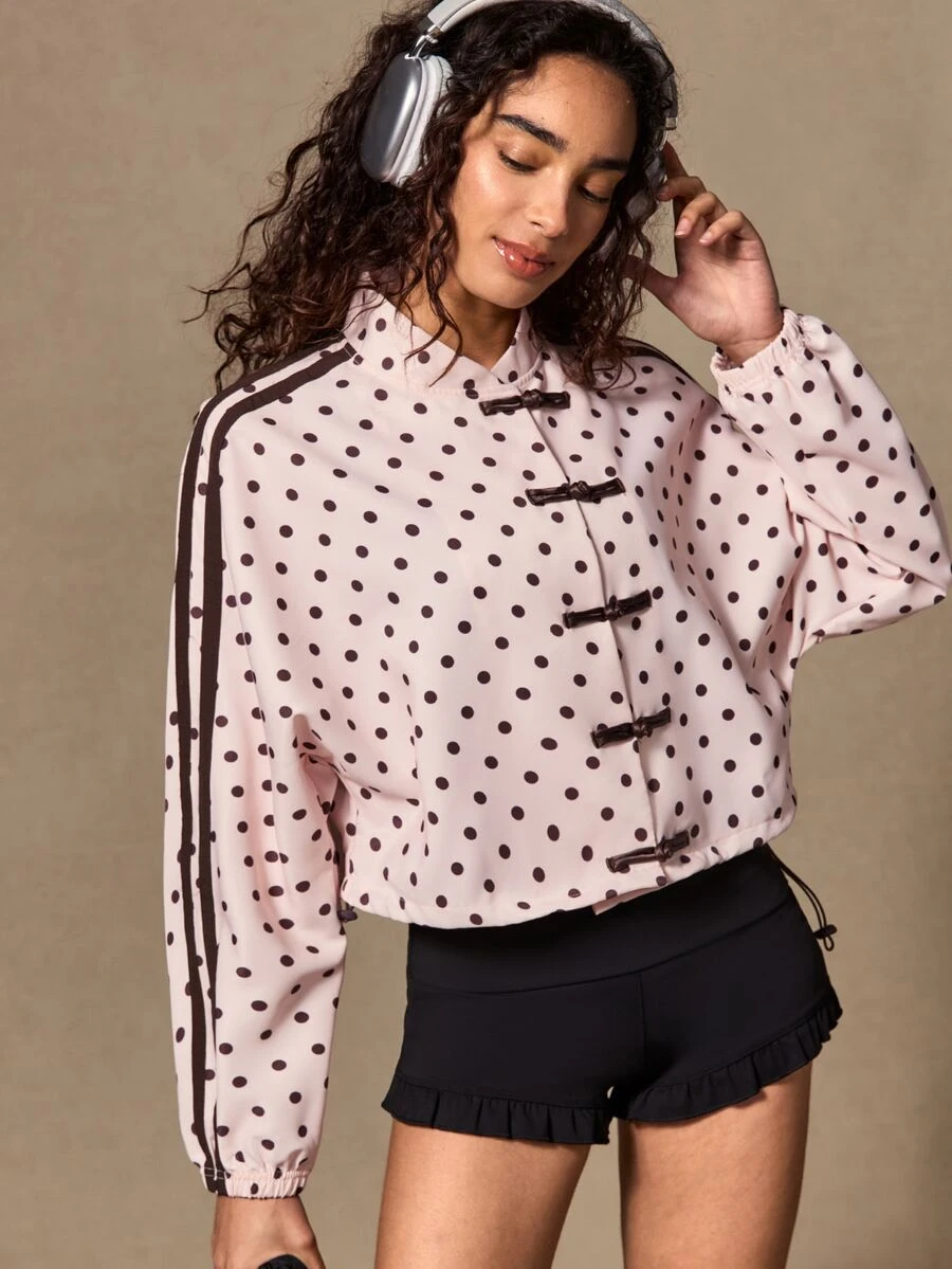 VARSIVA Women's Polka Dot Colorblock Casual Daily Outdoor Sports Jacket - Multicolor - View 1