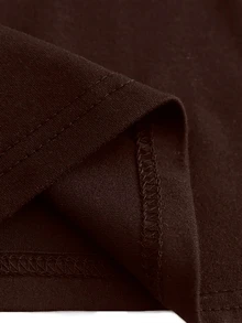 SHEIN LUNE CURVE تي شيرت أنيق بحجم كبير مع رقعات شبكية - بني - مشاهدة 6