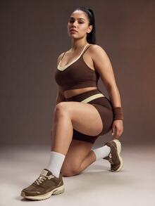 Powerista Women's Plus Size 2 Pieces Tank Top And Contrast Color Shorts Sports Set - Brown - View 7