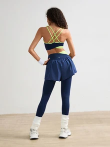 VARSIVA Women's Colorblock Top And Leggings Casual Daily Sports Set - Multicolor - View 4