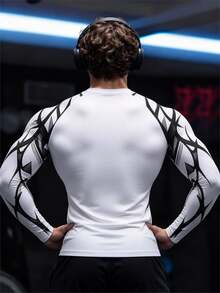 Gym Rark 男士修身長袖運動T恤，適合健身與跑步 - 白色 - 查看 4