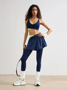 VARSIVA Women's Colorblock Top And Leggings Casual Daily Sports Set - Multicolor - View 8