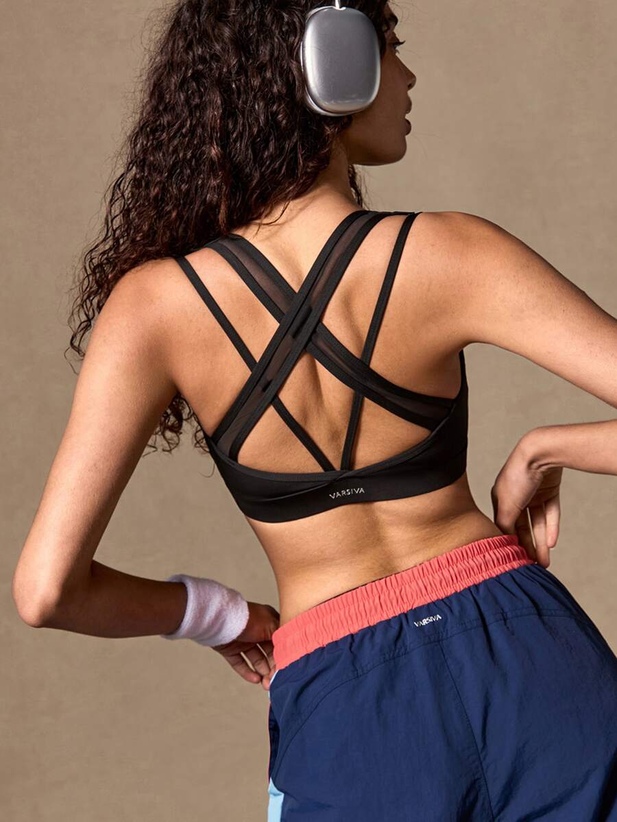 VARSIVA Women's Simple Daily Sports Bra Yoga Fitness - Black - View 1