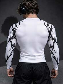 Gym Rark 男士修身長袖運動T恤，適合健身與跑步 - 白色 - 查看 2
