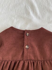 Playful Pals 2pcs Toddler Baby Girl Blouse Denim Pants Cute Animal Applique Floral Ribbed Knit Long Sleeve Round Neck Regular Fit Ruffled Bow Princess Cozy - Brown - View 7