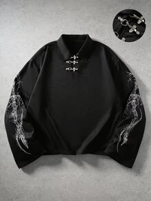 ROMWE MEN 男士休閒百搭日常旅行 Polo T恤 - 黑色 - 查看 7