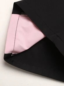 SHEIN Tween女孩粉黑拼色拼接降落傘褲，黑色寬鬆復古街頭風，親子穿搭 - 黑色 - 查看 11