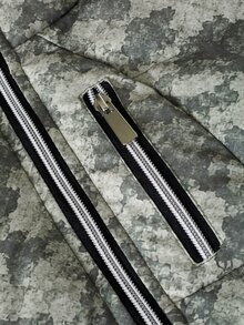 Manfinity Roghcode 男士全印花長袖拉鍊休閒連帽冬季夾克 - 綠色 - 查看 6