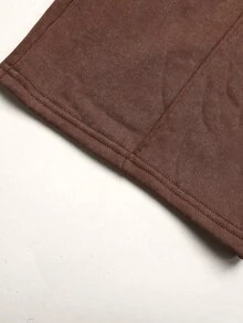SHEIN Tween女孩可愛圓領運動衫與運動長褲2件套，秋季返校穿搭，休閒穿著 - 棕色 - 查看 11
