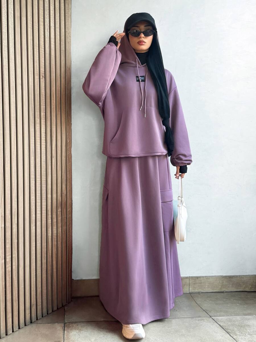 Solavon Women's Top And Skirt Casual Daily 2 Pieces Set - Purple - View 1