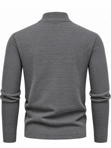Manfinity CasualKnits 男士秋冬半開領針織套頭毛衣 - 深灰色 - 查看 2