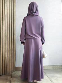 Solavon Women's Top And Skirt Casual Daily 2 Pieces Set - Purple - View 2