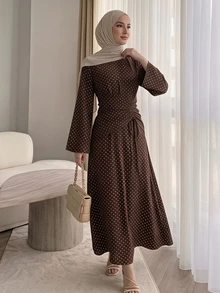Solavon Women's Long Polka Dot Elegant Dress, Suitable For Dating And Going Out - Multicolor - View 5