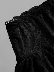 SHEIN Girlism 青少年女孩黑色蕾絲飾邊網紗層次荷葉邊A字迷你裙，附內褲，百搭夏季仙女芭蕾舞裙，適合領洗禮、派對、休閒穿著 - 黑色 - 查看 6