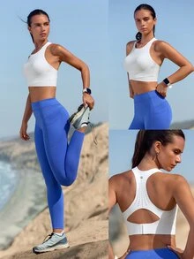 GLOWMODE Fall State Crossover Sports Bra With 3D Cups High-Impact Support Training Workout Running Gym Fitness Daily Active Wear - White - View 10