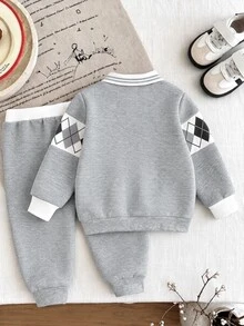 Boys' Fashionable Sports Long Sleeve Sweatshirt And Pants Set, Comfortable Daily Outfit For School And Outdoor Wear - Multicolor - View 2