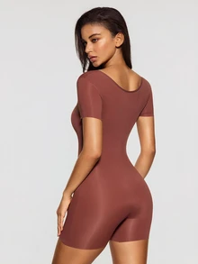 SHAPORA Solid Shapewear Romper For Summer - Redwood - View 3