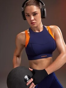 Powerista Women's Colorblock Casual Daily Sports Bra - Navy Blue - View 6