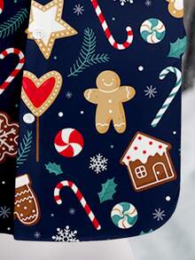 Manfinity Homme Men's Christmas Long Sleeve Shirt, Suitable For Couple Gathering, Boyfriend Gift - Blue - View 5