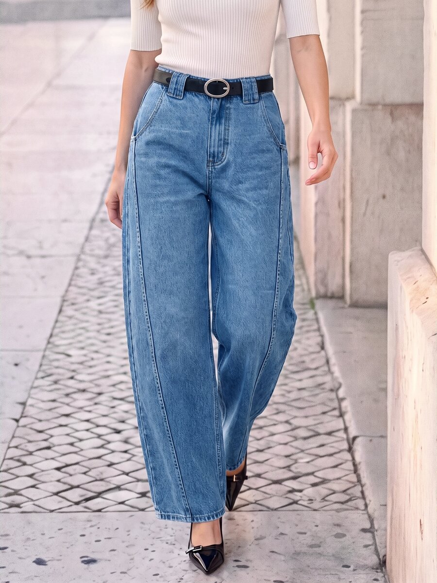 Anewsta Essential Women's New Fashionable & Blue Curved Leg Pants, Suitable For Valentine's Day, Mother's Day, High-End - Baby Blue - View 1
