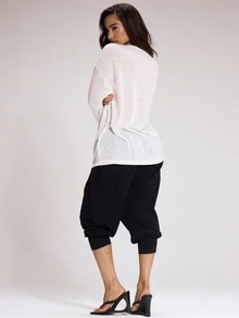 MUSERA ESSENTIALS Burnout Oversized Long Sleeve Crewneck Tshirt Cute Autumn Winter Fall Daily Christmas Essentials - White - View 4