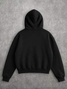Swayrox American Vintage Angel Print Hoodie, American Street Retro Aesthetic, Oversized Artistic Angel Print, Classic Silhouette With Dropped Shoulder Cut, Unique Textured Distressed Effect - Black - View 4