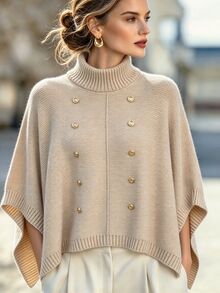 INAWLY Women's Solid Color Casual Versatile Daily Wear Sweater - Khaki - View 7