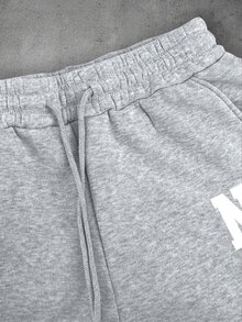 GENIUS ODE Men's Letter Pattern Casual Daily Wear Sweatpants - Grey - View 5