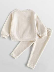 Maija Kids Maija Kids Baby Girl Cartoon Pattern Long Sleeve Sweatshirt And Pants Casual Daily Outfit Set - Apricot - View 7