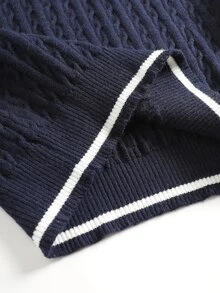 GlowEve CURVE Plus Size Women's Colorblock Long Sleeve Top And Pants Casual Everyday Knit Set - Blue - View 9