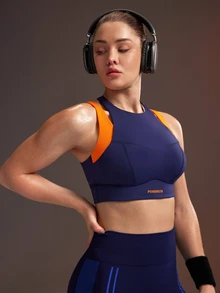 Powerista Women's Colorblock Casual Daily Sports Bra - Navy Blue - View 4