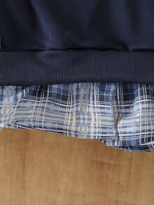 SHEIN 女童秋冬返校季 8-14歲 皇家藍休閒街頭風拼接襯衫領假兩件式長袖衛衣上衣，舒適柔軟極簡，適合春夏秋冬外出穿著，可作為禮物 - 藍色 - 查看 6