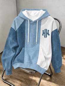 Daypath Áo hoodie nam size lớn phối màu xanh trắng họa tiết chữ HK - Nhiều màu - Xem 1