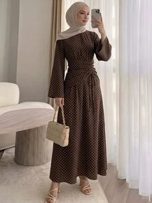 Solavon Women's Long Polka Dot Elegant Dress, Suitable For Dating And Going Out - Multicolor - View 1