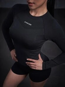 Solea Cove Women's Letter Print Raglan Long Sleeve Casual Fitness Sports T-Shirt - Black - View 4