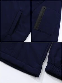 Manfinity Homme 男士保暖內裡休閒百搭日常穿著連帽夾克 - 寶藍色 - 查看 7