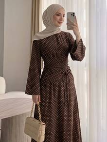 Solavon Women's Long Polka Dot Elegant Dress, Suitable For Dating And Going Out - Multicolor - View 2