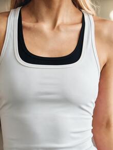 Aralina 2 IN 1 RACER TANK AND RUNNING SHORT SET - Black and White - View 5