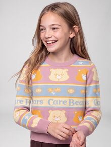 Maija Kids SHEIN X Care Bears Maija Kids 青少年女孩字母卡通印花休閒日常長袖針織衫 - 橘色 - 查看 4