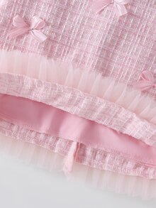 SHEIN Flower Girl Elegant 3D Bow Decor Sleeveless Dress, Suitable For Wedding, Party, Birthday, Holiday, Photo Shooting, Summer Autumn Fall - Pink - View 6