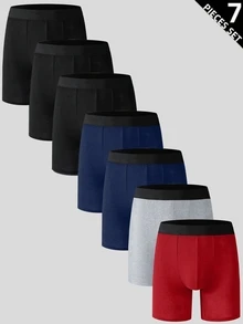 SHEIN Men's 7 Pack Colorblock Knitted Fabric Casual Trunks Underwear Set - Multicolor - View 1