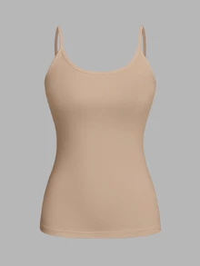 SHEIN EZwear 大尺碼女款棉質 4 件組修身休閒純色百搭層搭細肩帶背心上衣，適合春秋冬季 - 彩色 - 查看 8
