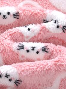 SHEIN Baby Girl Casual Comfortable Everyday Versatile Cute Cat Pattern Fluffy Pink Loungewear - Pink - View 8