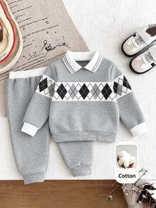 Boys' Fashionable Sports Long Sleeve Sweatshirt And Pants Set, Comfortable Daily Outfit For School And Outdoor Wear - Multicolor - View 1