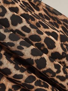 SHEIN ICON Damklänning i plus size med leopardmönster, twistad V-ringning, modeklänning för dejt - Brun - Visa 10